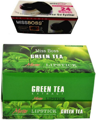 

Miss Boss ads 24 green tea lipstick and gel eyeliner with brush 6gm combo(Set of 2)