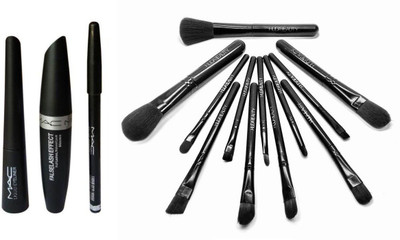 

Rtb Mascara, Eyeliner, Eyebrow Pencil with Makeup Brush set of 12(Set of 15)