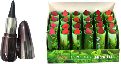 

Miss Boss ads 24 green tea lipstick and Natural Kajal Pack of 1-SGP 3gm (Black) combo(Set of 2)