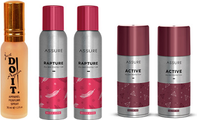 

Assure rapture and active body spray 2-2 pcs with do it parfum(Set of 5)