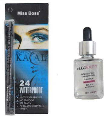 

Miss Boss primer 30ml and 24hr Waterproof Makeover Kajal (black) combo(Set of 2)