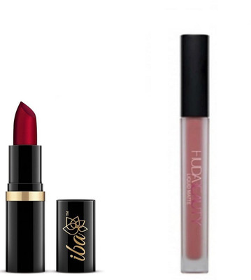 

iba 'Iba Halal Care' Moisturizing Lipstick Shade,Ruby Touch With Huda beauty Liquid Matte Lipstick Pack(Set2)(Set of 2)
