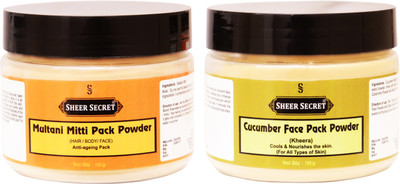 Sheer Secret Multani Mitti Pack Powder 150gm and Cucumber Face Pack Powder 150gm(2 Items in the set)