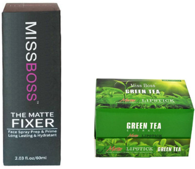 

Miss Boss 24 green tea lipstick and matte fixer Primer - 60 ml combo(Set of 2)