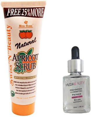 

Miss Boss primer 30ml and Natural Apricot Scrub with Soothing cocoa Butter (212 g) combo(Set of 2)