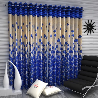 Home Sizzler 152 cm (5 ft) Polyester Semi Transparent Window Curtain (Pack Of 4)(Floral, Blue)