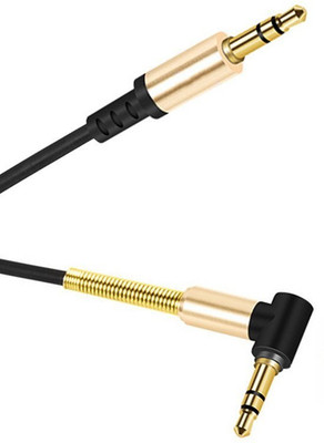 Wonder World ®Auxiliary Audio Cable 90 Degree Right Angle 24K Gold Plated 1 m AUX Cable(Compatible with Universal, Black, One Cable)