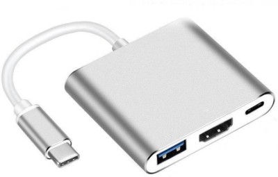 microware USB Type C Hub HDMI 4K Adapter USB-C to HDMI Converter with 3.0 USB Port and Type C 3.1 Female Charging Port for MacBook Pro, Surface Book/Pro3/Pro4, ChromeBook Pixel and More MMPL-103 USB Hub(White)