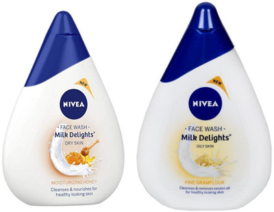 

Nivea MILK DELIGHTS DRY SKIN 100ML AND OILY SKIN 100ML Face Wash(200 ml)
