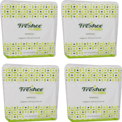 

Freshee 50 Sheets 1 ply Virgin fiber Tissue in Pack of 4 Value Plus Range that offer fresh soft and hygienic experience(Pack of 50)