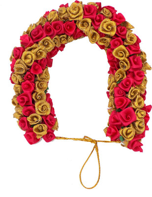 

MORGES Hair Gajra For South Indian Wedding Flower Veni For Women, Red,Pack Of 1 Hair Accessory Set(Red)