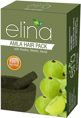 

elina Herbals Pure Amla Powder For Hair Growth 100 % Organic and Natural - 200gms. Hair Color(Black)