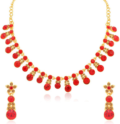 Sukkhi Alloy Gold-plated Red Jewellery Set(Pack of 1)