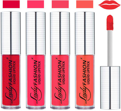 

Lady Fashion College Girls Sensational Matte Kiss Proof Liquid Lipstick(Pinkish Fantasy, Magenta, Baby Pink, Peach Nude)