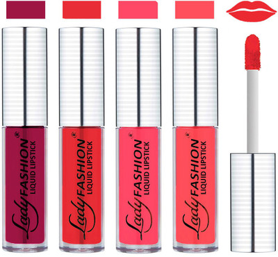

Lady Fashion College Girls Sensational Matte Kiss Proof Liquid Lipstick(Mistry Vale, Red, Wintage Tempting, Rose Down)