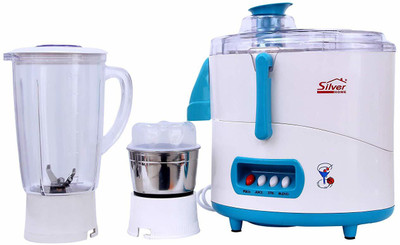 

silver home ODDY1901 550 Juicer Mixer Grinder(White, Blue, 2 Jars), Blue;white