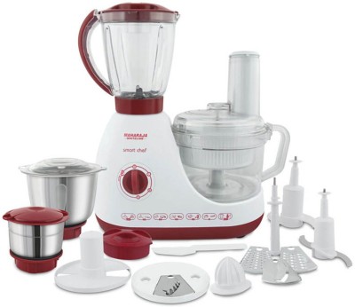 

Maharaja Whiteline SMART CHEF (FP-100) 600 Juicer Mixer Grinder(Red & White, 3 Jars)