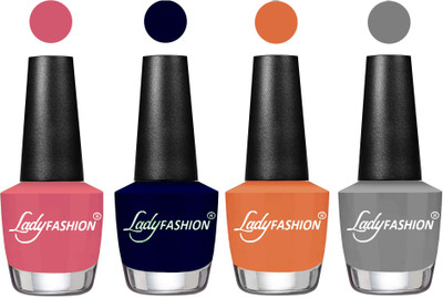 

Lady Fashion Most Alluring High Gloss Effect Matte Nail Polish Combo ( Set of 4 ) Violine Dawn, Blue, Wintage Nude,Grey(Pack of 4)