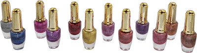 

One Personal Care 12 Nail Color Crushes | BEV-L Series Pink, Blue, Brown, Maroon, Purple, Gold, Silver, Yellow, Violet(Pack of 12)