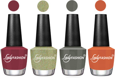 

Lady Fashion Most Alluring High Gloss Effect Matte Nail Polish Combo ( Set of 4 ) Mauve, Aqua, Dark Grey, Almond(Pack of 4)