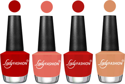 

Lady Fashion Most Alluring High Gloss Effect Matte Nail Polish Combo ( Set of 4 ) Red, Peach, Orange, Camel Fantasy(Pack of 4)