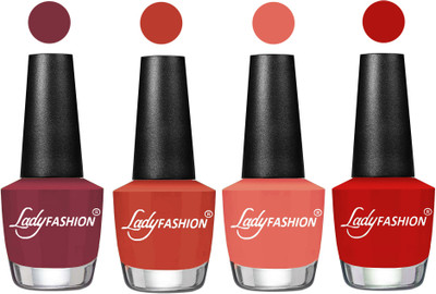 

Lady Fashion Most Alluring High Gloss Effect Matte Nail Polish Combo ( Set of 4 ) Mauve, Light Copper, Peach, Orange(Pack of 4)
