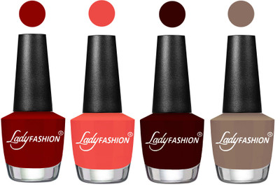 

Lady Fashion Most Alluring High Gloss Effect Matte Nail Polish Combo ( Set of 4 ) Blood Red , Pumpkin, Maroon, Beige(Pack of 4)