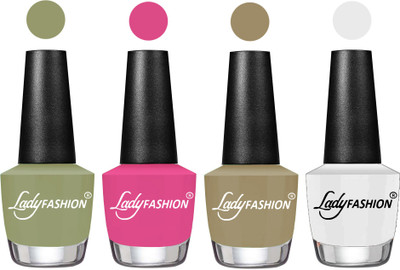

Lady Fashion Most Alluring High Gloss Effect Matte Nail Polish Combo ( Set of 4 ) Magic Nude , Magenta, Nude Flair, White(Pack of 4)