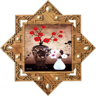 Poster N Frames Hand-Crafted Decorative Style Wooden Frame with (photo) Poster of Beautiful Flower Digital Reprint 16.5 inch x 16.5 inch Painting(With Frame)