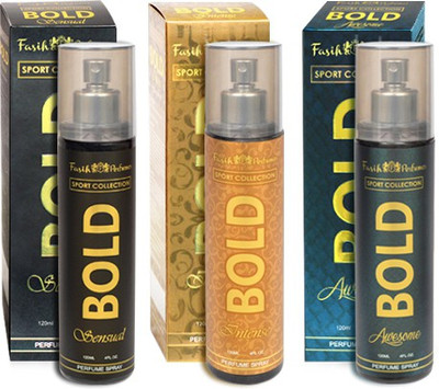 

Fasih Perfumes SPORT COLLECTION BOLD (Sensual, Intense, Awesome) Perfume - 360 ml(For Men & Women)