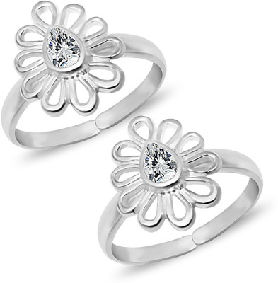 MJ 925 Splendid Designer Sterling Silver Cubic Zirconia Toe Ring