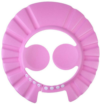 SEASPIRIT New Adjustable Baby Kids Shampoo Bath Bathing Safe Soft Shower Button Closure Cap Hat Hair Shield (Pink Color)