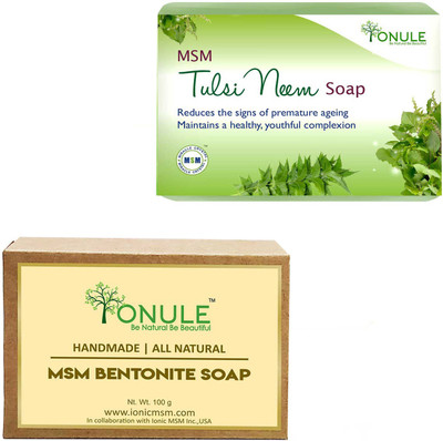 Ionule MSM Tulsi Neem Soap Bentonite Soap Combo of 2(200 g, Pack of 2)