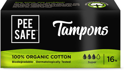 

Pee Safe 100% Organic Cotton Tampons - Pack of 16 (Super) Tampons(Pack of 16)