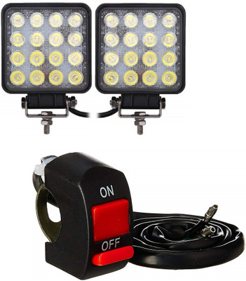 AUTOGARH 16 Led Square Shape Fog Light 4 Inch Driving Headlights Lamp with Switch Set of 2 Fog Lamp Motorbike LED (12 V, 55 W)(Universal For Bike, Pack of 1)