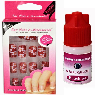 

Ear Lobe & Accessories Fancy Designer Full Covrage 12pcs Nails With Glue multi(Pack of 12)