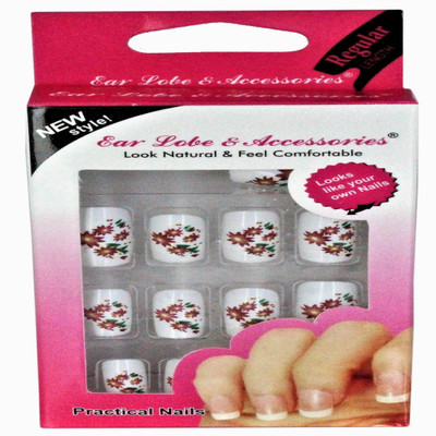 

Ear Lobe & Accessories Fancy Designer Full Covrage 12pcs Nails (N0-84) multi(Pack of 12)