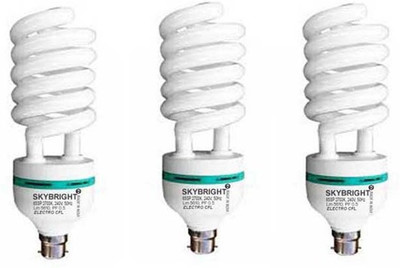 skybright 65 W Basic Spiral B22 CFL Bulb(White, Pack of 3)