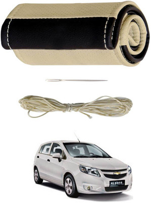 AYW Hand Stiched Steering Cover For Chevrolet Sail UVA(Beige, Brown, Leather)