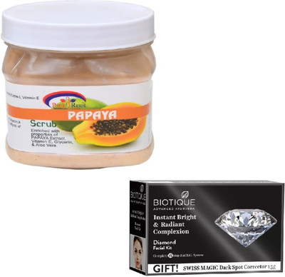 

Pink Root PAPAYA SCRUB 400GM WITH BIOTIQUE DIAMOND FACIAL KIT 65GM(Set of 2)