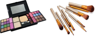 

Miss Boss fashion makeup kit and nk 12 golden brushes combo(Set of 2)