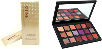 

Miss Boss hb desert dusk palette eyeshadow and shine Oil Free Illuminator Base Highlighter combo(Set of 2)