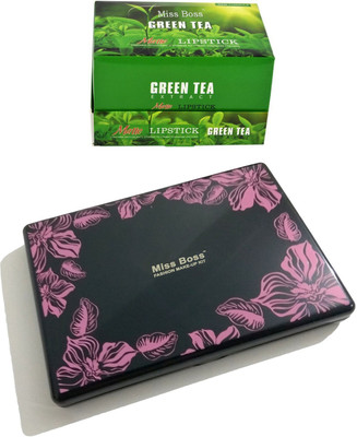 Miss Boss 24 green tea lipstick and fashion makeup kit combo(Set of 2)