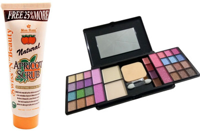 Miss Boss fashion makeup kit and Natural Apricot Scrub (212 g) combo(Set of 2)