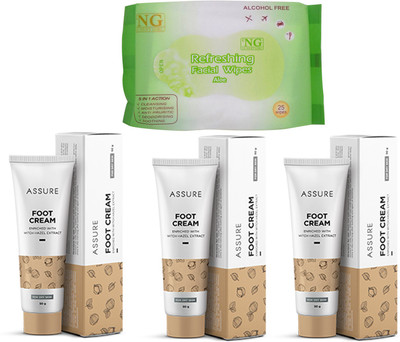 

Assure foot cream 3 pcs with facial wipes(Set of 4)