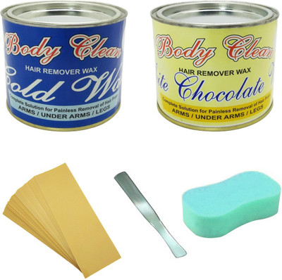 

Body Clean Cold and White Chocolate wax with 70 Strips, Applicator & Sponge.(Set of 05)
