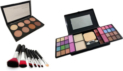 

Miss Boss fashion makeup kit and kb concealer kit + hk 7 black brushes combo(Set of 3)
