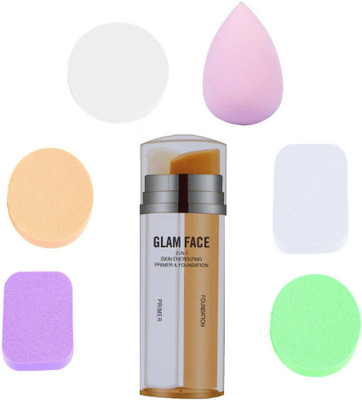 

ADJD PROFESSIONAL GLAM FACE 2IN1 SKIN ENERGIZING PRIMER+FOUNDATION WITH ULTRA SOFT MAKEUP PUFF(Set of 7)