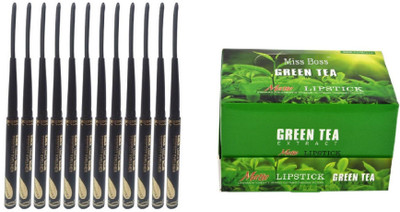 

Miss Boss ads 24 green tea lipstick and rich color black eyeliner (set of 12) combo(Set of 13)