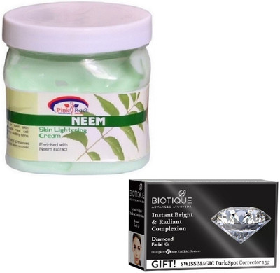 

Pink Root NEEM CREAM 400GM WITH DIAMOND FACIAL KIT 65GM(Set of 2)